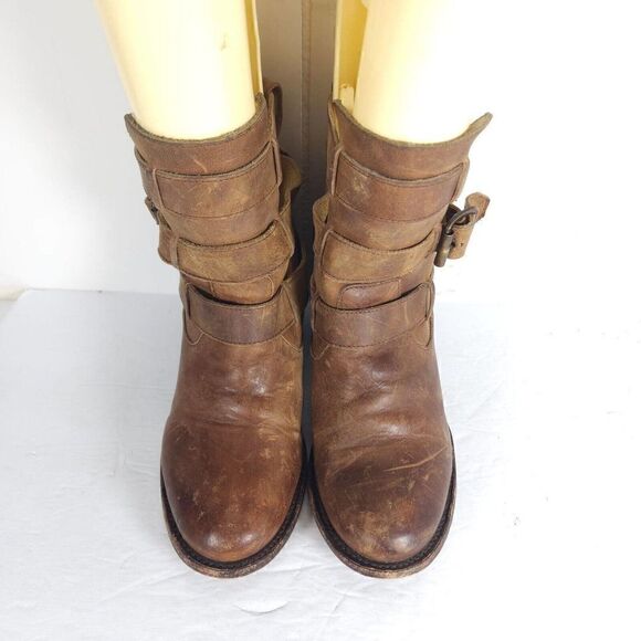 Freebird by Steven Rollin US9 Brown Distressed Leather Strappy Ankle Boots - Picture 3 of 15